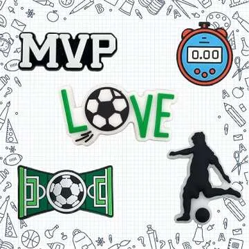 BULKITEM 25PCS Soccer Theme Shoe Decoration Charms, Soccer Gifts,Sports Soccer Shoe Charms Accessories Decorations for Boy Girl Women Men Teens Adults