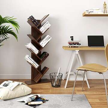 VASAGLE Tree Bookshelf, 9-Tier Bookcase, Large Bookshelf, Space-Saving Corner Shelf, Book Tree, Hold...