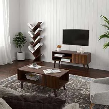 VASAGLE Tree Bookshelf, 9-Tier Bookcase, Large Bookshelf, Space-Saving Corner Shelf, Book Tree, Holds Books, CDs, Games, for Bedroom, Living Room, Home Office, Walnut Color ULBC11BY