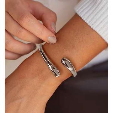 WOWORAMA Adjustable Teardrop Cuff Bracelet for Women