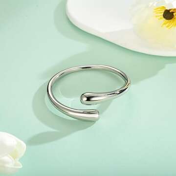 WOWORAMA Adjustable Teardrop Cuff Bracelet for Women