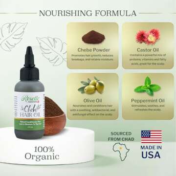 Roselle Naturals Chebe Oil for Hair Growth Made in USA 2 Fl Oz - Chebe Powder Hair Oils, Chebe Hair ...