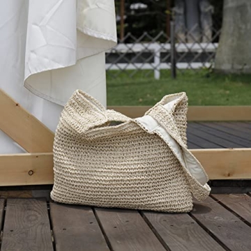 Finnhomy Handmade Straw Beach Bag for Summer Adventures