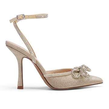 DREAM PAIRS Women's High Heels Destiny Closed Toe Strappy Heels Sexy Rhinestone Ankle Strap Pumps Wedding Bridal Party Dress Shoes Destiny,Size 6.5,Gold,SDPU2208W