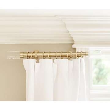 BlastHome® Luxury Curtain Rings – Premium Metal with Quiet, Smooth Nylon Inserts – Pinhooks and Clips Included – 1 1/2" Inside Diameter – 18 Rings for Two Standard Curtains – Brushed Gold