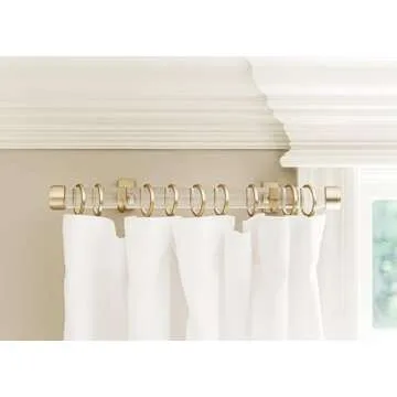 BlastHome® Luxury Curtain Rings – Premium Metal with Quiet, Smooth Nylon Inserts – Pinhooks and Clips Included – 1 1/2" Inside Diameter – 18 Rings for Two Standard Curtains – Brushed Gold