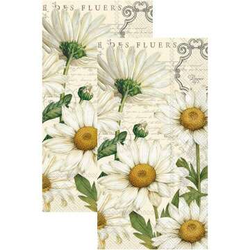 Shasta Daisy Guest Towel Napkins - 16 Count Set
