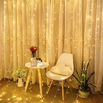 Twinkle Star 6.6x9.8ft 300 LED Curtain Lights, Fairy String Lights with Remote Control, Timer, for W...