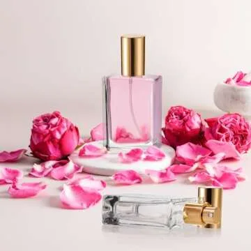 Foraineam 12 Pack 1 oz / 30ml Clear Glass Perfume Bottle, Refillable Empty Fine Mist Atomizer Spray Bottles, Portable Square Atomizer Bottles for Fragrance, Lotion, Essential Oil