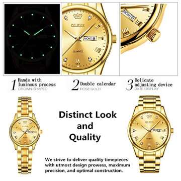 OLEVS Ladies Waterproof Gold Watches for Women Best Womens Analog Quartz Small Gold Wrist Watches for Women Fine Fashion Lady Wrist Watches