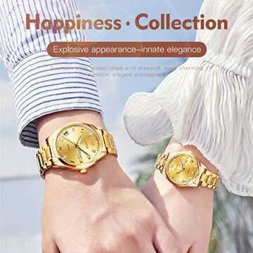 OLEVS Ladies Waterproof Gold Watches for Women Best Womens Analog Quartz Small Gold Wrist Watches for Women Fine Fashion Lady Wrist Watches