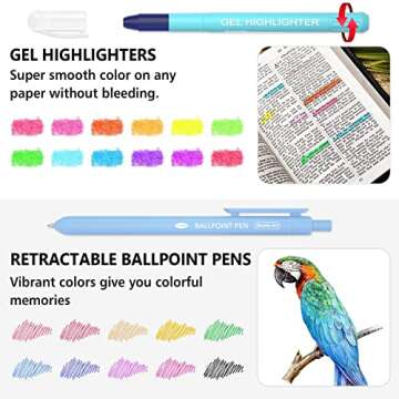 Shuttle Art Bible Highlighters and Pens No Bleed, 22 Pack Bible Journaling Kit, 12 Colors Gel Highli...