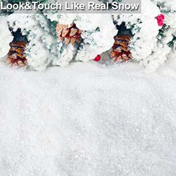 TURNMEON 30 Ounces Fake Artificial Snow Powder Christmas Tree Decorations, Sparkling Dry Plastic Faux Snowflakes for Christmas Decorations Home, Village Displays, Holiday Winter Crafts,Slime Supplies