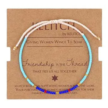 KELITCH Boho-color Crystal Shell Beaded Friendship Bracelets Handmade Strand Bracelet Bangles Jewelr...