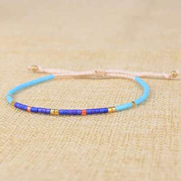 KELITCH Boho-color Crystal Shell Beaded Friendship Bracelets Handmade Strand Bracelet Bangles Jewelry For Summer