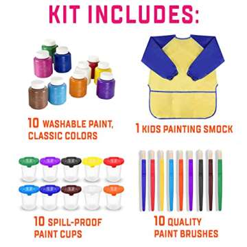 The Mega Deals Kids Painting Set, Washable Paint for Kids with Paint Cups, Toddler Paintbrushes, Wat...