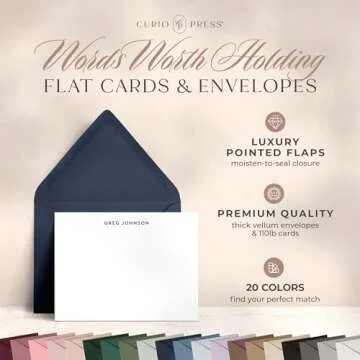 Curio Press Personalized Stationery Note Cards with Envelopes, Custom Note Cards, Personalized Thank...
