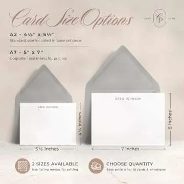 Curio Press Personalized Stationery Note Cards with Envelopes, Custom Note Cards, Personalized Thank You Cards with Envelopes, Personalized Cards Handmade Note Cards & Greeting Cards - Minimalist Flat