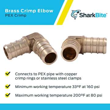SharkBite Brass 90 Degree Crimp Elbows Pack of 10