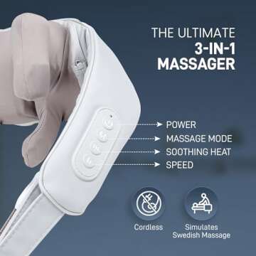 BackPlus Platinum Cordless Neck Massager – Deep Tissue Shiatsu Massage with Heat – Deep Kneading...