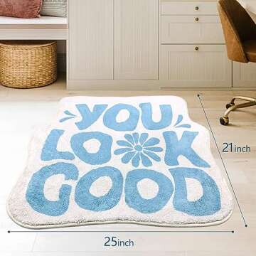 SHIYUE You Look Good Bath Mat Cute Funny Flower Bathroom Rug, Soft Absorbent Water Non Slip Rug, Sup...