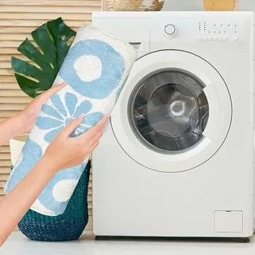 SHIYUE You Look Good Bath Mat Cute Funny Flower Bathroom Rug, Soft Absorbent Water Non Slip Rug, Superior Washable Microfiber Cool Shower Preppy Decor Rug (Sky Blue 21"x25")