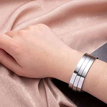 JoycuFF Encouragement Gifts for Women Inspiratioanl Jewelry for Women Birthday Gifts Friendship Bracelets for Her Graduation Engraved Stainless Steel Cuff Bracelet for Women