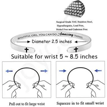 JoycuFF Encouragement Gifts for Women Inspiratioanl Jewelry for Women Birthday Gifts Friendship Bracelets for Her Graduation Engraved Stainless Steel Cuff Bracelet for Women