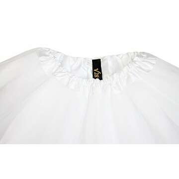 Women's, Teen, Adult Classic Elastic 3, 4, 5 Layered Tulle Tutu Skirt (One Size, 4Layer-White)