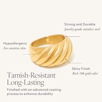 BENIQUE Chunky Gold Dome Rings for Women, Statement Accessory