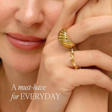 BENIQUE Chunky Gold Dome Rings for Women, Statement Accessory