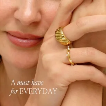 BENIQUE Chunky Gold Dome Rings for Women, Statement Accessory