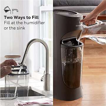 Honeywell Top Fill Tower Humidifier, Digital Humidistat, Black – Cool Mist Humidifier for Bedroom, Home or Office with Space Saving Tower Design