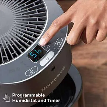 Honeywell Top Fill Tower Humidifier, Digital Humidistat, Black – Cool Mist Humidifier for Bedroom, Home or Office with Space Saving Tower Design