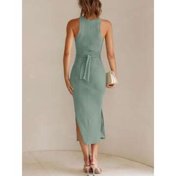 ANRABESS Womens Summer Formal Wedding Guest Dress Sexy Cutout Bodycon Slit Date Night Out Cocktail Dresses Resort Wear Green Medium