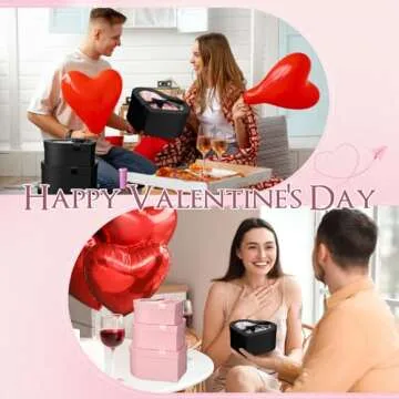 Resurhang 12 Pcs Valentine's Day Heart Shaped Boxes for Flower Bridesmaid Proposal Floral Gift Box with Transparent Window Lids Flower Box Gift for Wedding Birthday, 3 Sizes(Black, Pink)