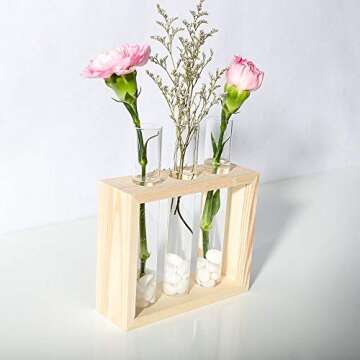 Mkono Plant Propagation Planter - Elegant Glass Tubes and Wood Stand
