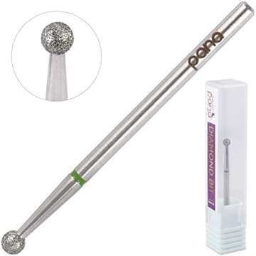 PANA 3/32” Diamond Nail Drill Bit (Coarse Grit) - Professional Cuticle Nail Drill Bits for Acrylic Gel Nails Dry Manicure Pedicure Shape Remove Tools (Ball Bit, Style 04)