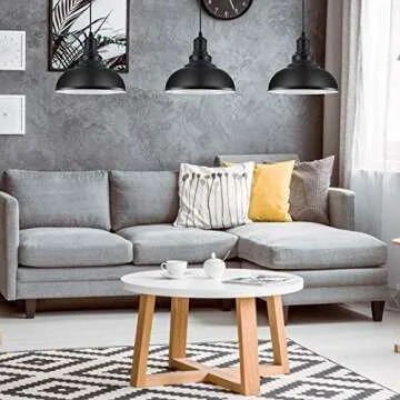 LOEHINLE Pendant Lighting Vintage Industrial Fixtures, Black Metal Farmhouse Lights, Ceiling Lamp for Kitchen Home Island Dining Room Bedroom, 11.4 inches