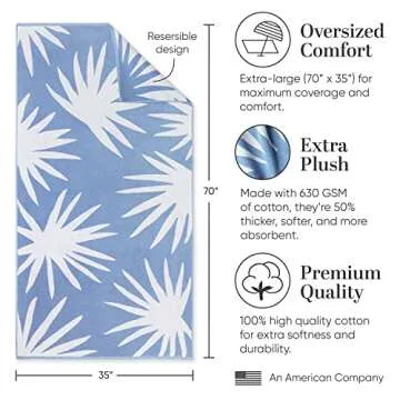Laguna Beach Tropical Cabana Beach Towel - Oversized Plush Cotton
