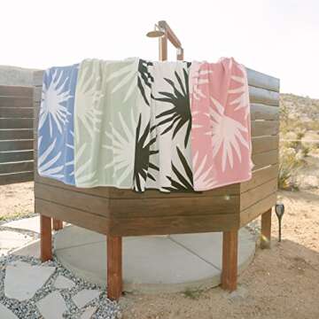 Laguna Beach Tropical Cabana Beach Towel - Oversized Plush Cotton
