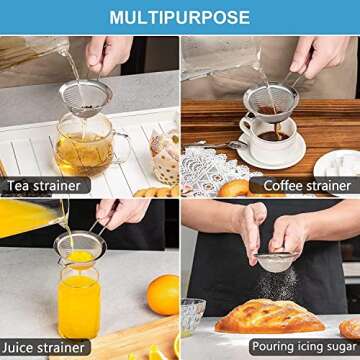 Kafoor Fine Mesh Strainer - 2.8 Inch Round Sieve - Tea Strainers for Loose Tea, Coffee Strainer, Foo...