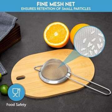 Kafoor Fine Mesh Strainer - 2.8 Inch Round Sieve - Tea Strainers for Loose Tea, Coffee Strainer, Food Strainer, Juice Strainer, and Much More!