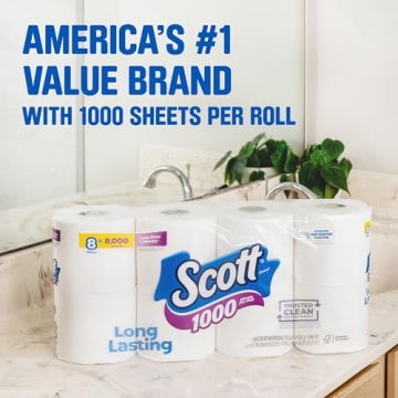 Scott 1000 Trusted Clean Toilet Paper - Septic Safe, Cost Effective