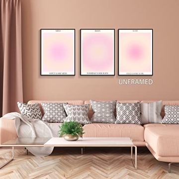 Adyggefy 3 Piece Pink Aura Spiritual Canvas Wall Art