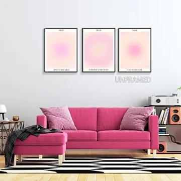 Adyggefy 3 Piece Pink Aura Spiritual Canvas Wall Art