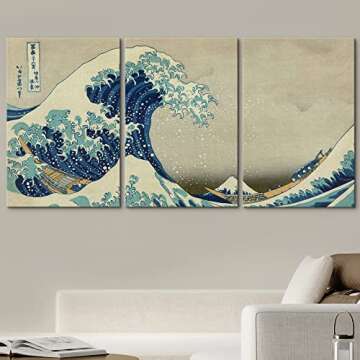 wall26 Canvas Print Wall Art Set The Great Wave Off Kanagawa by Hokusai Cultural Historic Oil Painti...