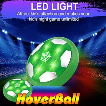 2 Pack Hover Soccer Ball Kids Toys, Air Power Soccer Ball with Led Light Foam Bumper Christmas Stocking Stuffers for Toddlers Boys Girls Christmas Gifts Outdoor Sports Football Toys