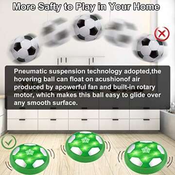 2 Pack Hover Soccer Ball Kids Toys, Air Power Soccer Ball with Led Light Foam Bumper Christmas Stocking Stuffers for Toddlers Boys Girls Christmas Gifts Outdoor Sports Football Toys