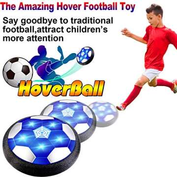 2 Pack Hover Soccer Ball Kids Toys, Air Power Soccer Ball with Led Light Foam Bumper Christmas Stocking Stuffers for Toddlers Boys Girls Christmas Gifts Outdoor Sports Football Toys